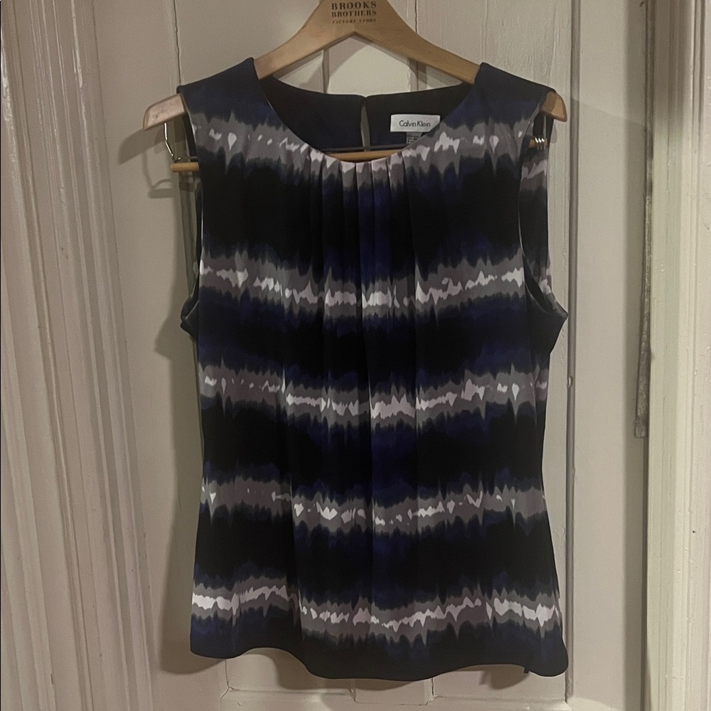 Calvin Klein Women's Black, Blue and Gray Blouse